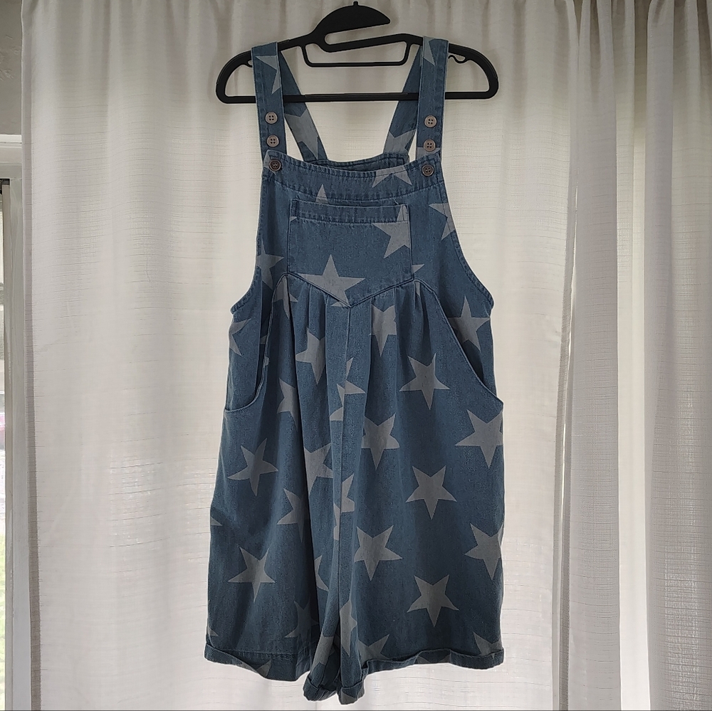 BiBi Blue Denim Overalls with Star Accents